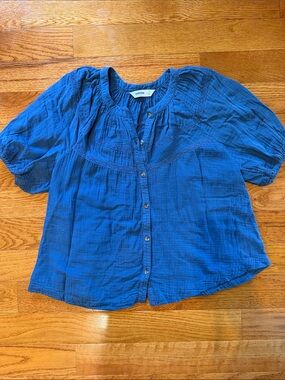 Sonoma Blue Button-Front Peasant Blouse